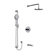 Riobel Parabola Type T/P (Thermostatic/Pressure Balance) 1/2" Coaxial 3-Way System with Hand Shower Rail, Shower Head and Spout Kit Chrome