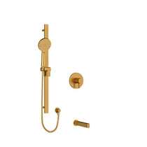 Riobel Paradox 1/2" 2-Way Type T/P Coaxial System with Spout and Hand Shower Rail Brushed Gold