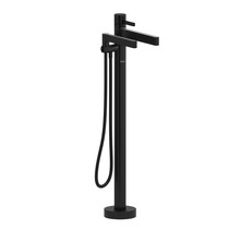 Riobel Paradox 2-Way Type T (Thermostatic) Coaxial Floor-Mount Tub Filler with Hand Shower Matte Black