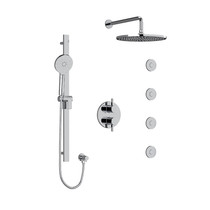 Riobel Paradox Type T/P 3/4" Double Coaxial System with Hand Shower Rail, 4 Body Jets and Shower Head Chrome