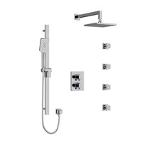 Riobel Paradox Type T/P Double Coaxial System with Hand Shower Rail, 4 Body Jets and Square Shower Head Chrome