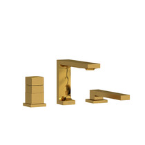 Riobel Reflet 2-Way 3-Piece Type T (Thermostatic) Coaxial Deck-Mount Tub Filler with Hand Shower Brushed Gold