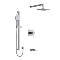 Riobel Reflet Type T/P 1/2" Coaxial 3-Way System with Hand Shower Rail, Shower Head and Spout Chrome