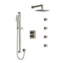 Riobel Reflet Type T/P Double Coaxial System with Hand Shower Rail, 4 Body Jets and Shower Head Brushed Nickel