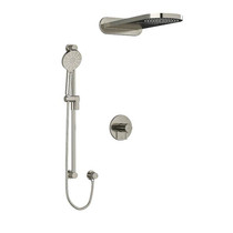 Riobel Riu Type T/P 1/2" Coaxial 3-Way System with Hand Shower Rail and Rain and Cascade Shower Head Polished Nickel