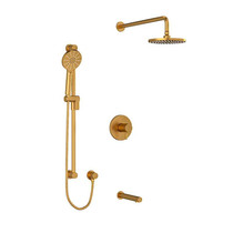 Riobel Riu Type T/P 1/2" Coaxial 3-Way System with Hand Shower Rail, Shower Head and Spout Brushed Gold