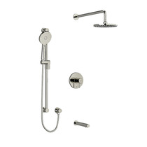 Riobel Riu Type T/P 1/2" Coaxial 3-Way System with Hand Shower Rail, Shower Head and Spout Polished Nickel