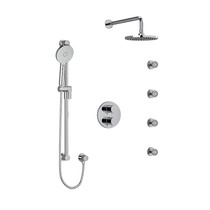 Riobel Riu Type T/P Double Coaxial System with Hand Shower Rail, 4 Body Jets and Shower Head Chrome