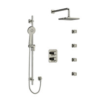 Riobel Salome Type T/P (Thermostatic/Pressure Balance) Double Coaxial System with Hand Shower Rail, 4 Body Jets and Shower Head Polished Nickel