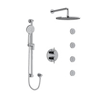 Riobel Sylla Type T/P 3/4" Double Coaxial System with Hand Shower Rail, 4 Body Jets and Shower Head Chrome
