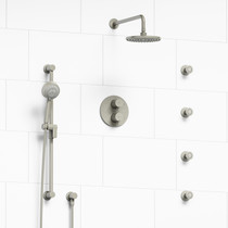 Riobel Sylla Type T/P Double Coaxial System with Hand Shower Rail, 4 Body Jets and Shower Head Brushed Nickel