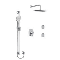 Riobel Venty Type T/P (Thermostatic/Pressure Balance) 1/2" Coaxial 3-Way System, Hand Shower Rail, Elbow Supply, Shower Head and 2 Body Jets Chrome