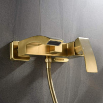 Royal Fall Wall-Mounted Tub Filler w/ Handheld in Brushed Gold 