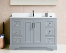 Royal Neptune Gray 48 inch  Bathroom Vanity with Quartz Countertop 