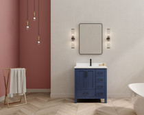 30 inch solid wood bathroom vanity in Navy Blue