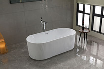 Royal Groove 67 inch luxury freestanding soaking bathtub with modern white finish