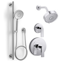  Kohler Composed Pressure Balanced Shower System with Shower Head, Hand Shower, Valve Trim, and Shower Arm 2.5gpm - Polished Chrome