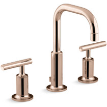 Kohler Purist 1.2 GPM Widespread Bathroom Faucet with Pop-Up Dr Assembly 1.2 gpm - Vibrant Rose Gold  