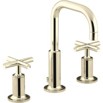 Kohler Purist 1.2 GPM Widespread Bathroom Faucet with Pop-Up Drain Assembly - French Gold 