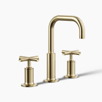 Kohler Purist 1.2 GPM Widespread Bathroom Faucet with Pop-Up Drain Assembly - French Gold 