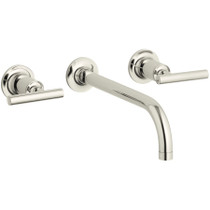 Kohler Purist 1.2 GPM Wall Mounted Widespread Bathroom Faucet - Polished Nickel - K-T14414-4-SN