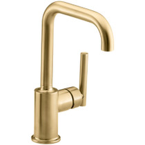Kohler Purist 1.8 GPM Single Hole Bar Sink Faucet - Vibrant Brushed Moderne Brass