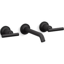 Kohler Purist 1.2 GPM Wall Mounted Widespread Bathroom Faucet Lever Handle - Matte Black 