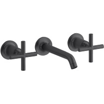 Kohler Purist 1.2 GPM Wall Mounted Widespread Bathroom Faucet Cross Handle - Matte Black