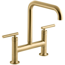 Kohler Purist 1.5 GPM Bridge Kitchen Faucet - Vibrant Brushed Moderne Brass