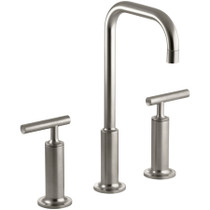 Kohler Purist 1.2 GPM Widespread Bathroom Faucet with Pop-Up Drain Assembly Lever Handle -  Brushed Nickel