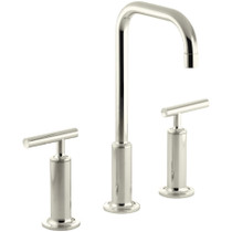 Kohler Purist 1.2 GPM Widespread Bathroom Faucet with Pop-Up Drain Assembly Lever Handle - Polished Nickel