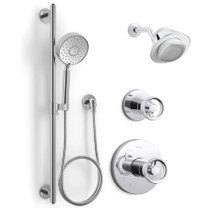 Kohler Moxie Pressure Balanced Shower System with Shower Head, Hand Shower, Slide Bar, Shower Arm, Hose, Valve Trim, and Rough-in 2.5gpm - Polished Chrome - KSS-Moxie-Components-9-SHHS-CP