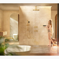 KOHLER Statement® Oblong 14" two-function rainhead, 2.5 gpm - Vibrant Brushed Moderne Brass