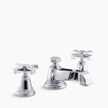 KOHLER Pinstripe® Pure Widespread bathroom sink faucet with Cross handles, 1.2 gpm - Polished Chrome