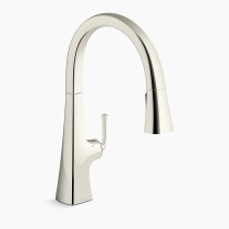 KOHLER Graze® Touchless pull-down kitchen sink faucet with three-function sprayhead 1.5gpm - Vibrant Polished Nickel