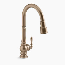 KOHLER Artifacts® Touchless pull-down kitchen sink faucet with KOHLER® Konnect™ and three-function sprayhead 1.5 gpm - Vibrant Brushed Bronze