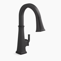 KOHLER Riff® Touchless pull-down kitchen sink faucet with KOHLER® Konnect™ and three-function sprayhead 1.5 gpm - Matte Black