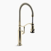 KOHLER Tournant® Semi-professional kitchen sink faucet with three-function sprayhead 1.5 gpm - Vibrant French Gold
