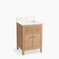 KOHLER Malin™ by Studio McGee 24" bathroom vanity cabinet with sink and quartz top - White Oak