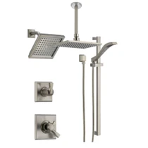 Delta Monitor 17 Series Pressure Balanced Shower System with Integrated Volume Control, Shower Head, Rain Shower and Hand Shower - Includes Rough-In Valves - Brilliance Stainless