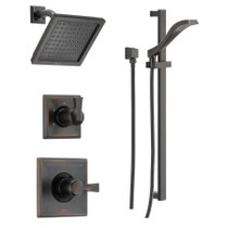 Delta Faucet Dryden Duscharmatur-Set – Regenduschkopf 30,5 Cm, Handbrause, Champagner Bronze, Mit Druckausgleich