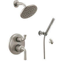 Build Delta Kayra 14 Series Pressure Balanced Shower System with Shower Head and Hand Shower - Includes Rough-In Valve 1.75 gpm - Brilliance Stainless 