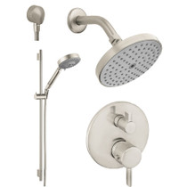 Build Hansgrohe S Thermostatic Shower System with Volume Control & Diverter Trim, 24" Wall Bar, Shower Arm, Shower Head and Multi Function Hand Shower, Less Valve 8gpm - Brushed Nickel