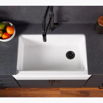 Kohler Riverby® 35-3/4" undermount single-bowl farmhouse workstation kitchen sink - Biscuit