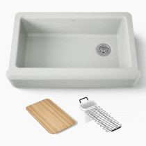 Kohler Riverby® 35-3/4" undermount single-bowl farmhouse workstation kitchen sink - Sea Salt