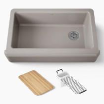 Kohler Riverby® 35-3/4" undermount single-bowl farmhouse workstation kitchen sink - Truffle