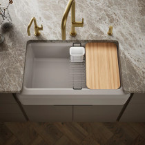 Kohler Riverby® 35-3/4" undermount single-bowl farmhouse workstation kitchen sink - Truffle