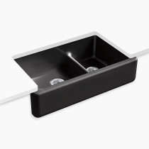 Kohler Whitehaven® Smart Divide® 35-3/4" undermount double-bowl farmhouse kitchen sink - Black Black