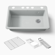 Kohler Riverby® 33" undermount single-bowl workstation kitchen sink - Ice Grey