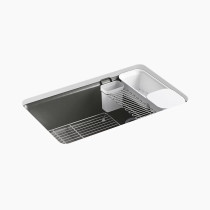Kohler Riverby® 33" undermount single-bowl workstation kitchen sink - Thunder Grey